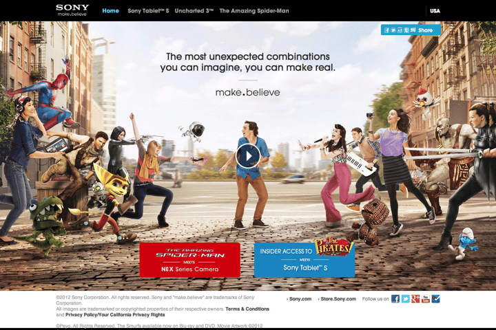 Sony make.believe website preview